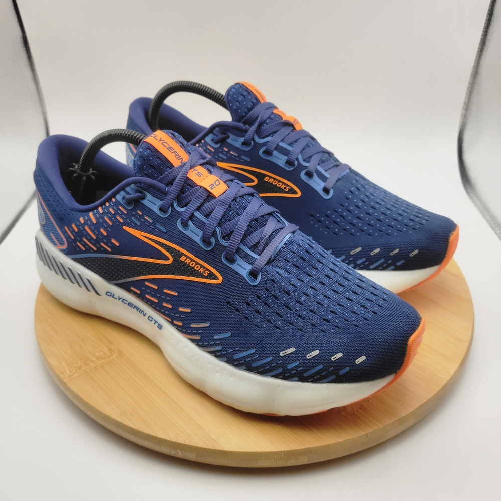 Brooks Glycerin GTS 20 Mens Running Shoes Blue Orange Support Sneaker Size 10